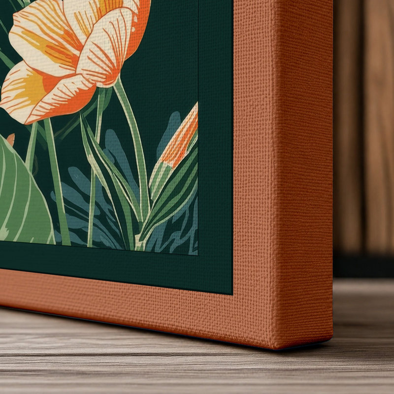 Tropical Garden Botanicals Botanical - Wrapped Canvas, 36x24 - 91.4 x 61.0 cm, Terracotta Border