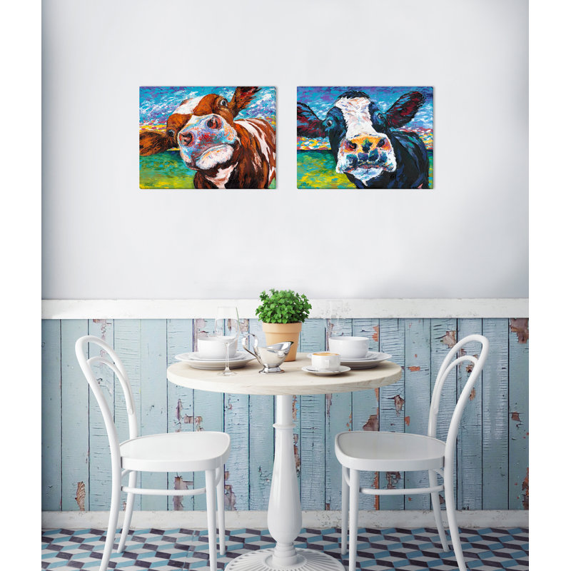 Curious Cows I - Wrapped Canvas Print