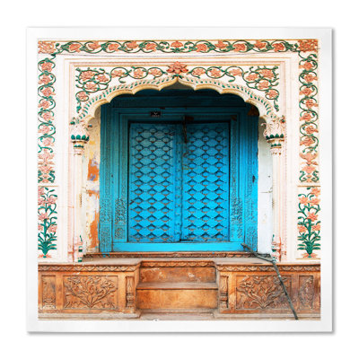 «Blue Traditional Indian Door» - Photographie de cadre photo sur toile