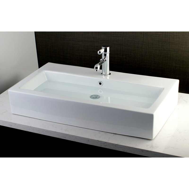 Fauceture Vitreous China Rectangular Vessel Bathroom Sink with Overflow
