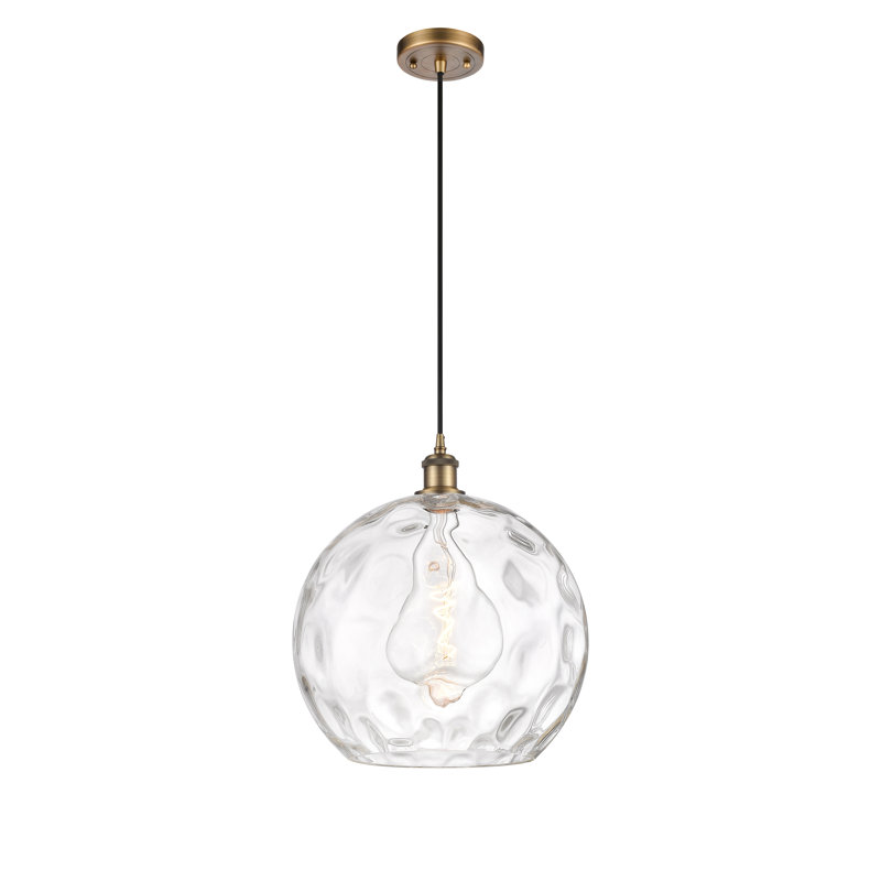 Luminaire suspendu sphère 1 lumière Roxane, Ampoule non incluse, H 16,88 po x l 13,75 po x P 13,75 po, Laiton brossé