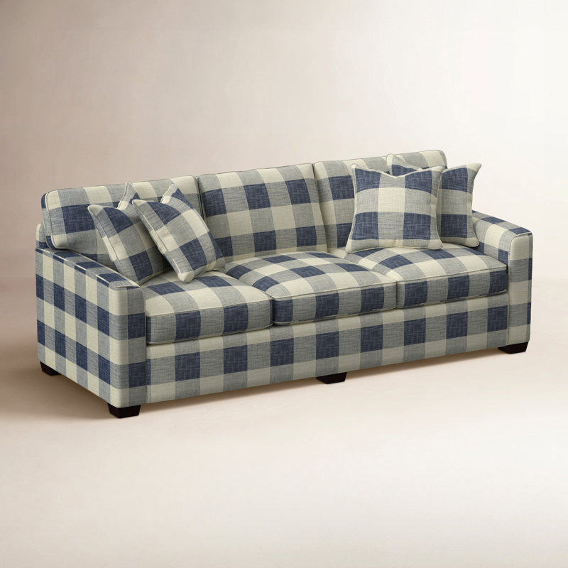 Frye 93'' Upholstered Sofa, Black, Alabaster Linen-Look Performance; 0325-74