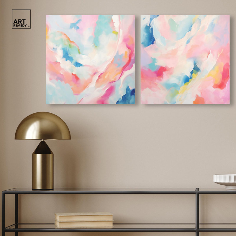 Soft Swirls Set Canvas Set of 2 Dopamine Decor Art by , H 24 po x l 24 po, Toile tendue