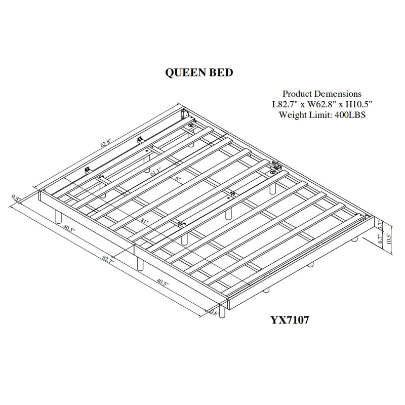 Queen Floating Platform Bed Frame, Grey
