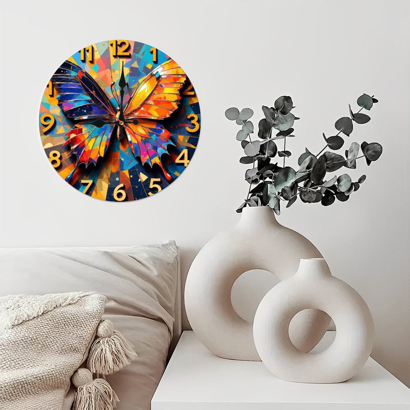 Colorful Butterfly Wall Clock Home Decor