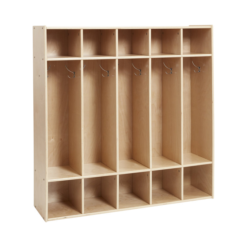 Natural Birch 5-Section Coat Locker with Cubbies