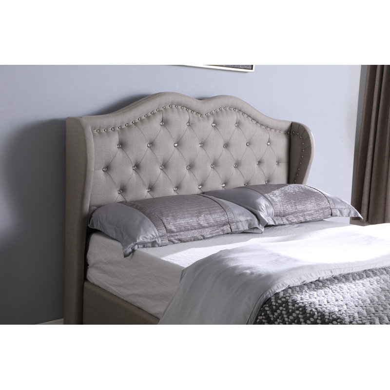 Dimmitri Upholstered Wingback Bed, Full, Gray