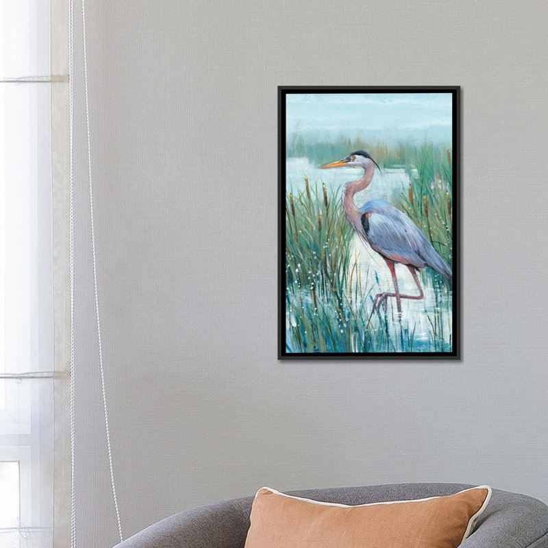 «Marsh Heron II» par Timothy O 'Toole - impression sur toile tendue, H 26 po x l 18 po x P 1,5 po, Toile encadrée noire