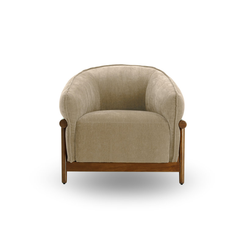 Fauteuil d'appoint en chenille recyclé Piedmont Olive, Taupe