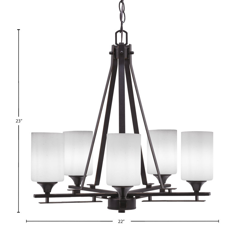 Lustre 5 lumières Uptowne illustré en finition granite foncé avec verre mousseline blanc 4 "