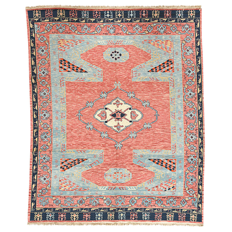 Hand Knotted Wool Area Rug in Red