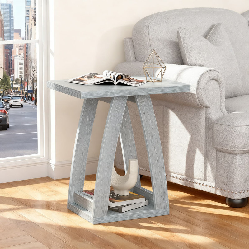 Table d'appoint moderne avec tablette de rangement, table de bout multifonctionnelle pour le salon, le canapé, la chambre à coucher et le bureau, fabrication en bois d'ingénierie durable