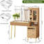 Bureau de coiffeuse avec miroir, coiffeuse de maquillage moderne, miroir éclairé et coiffeuse 5 tiroirs avec station de charge, coiffeuse de maquillage pour femme-129908402