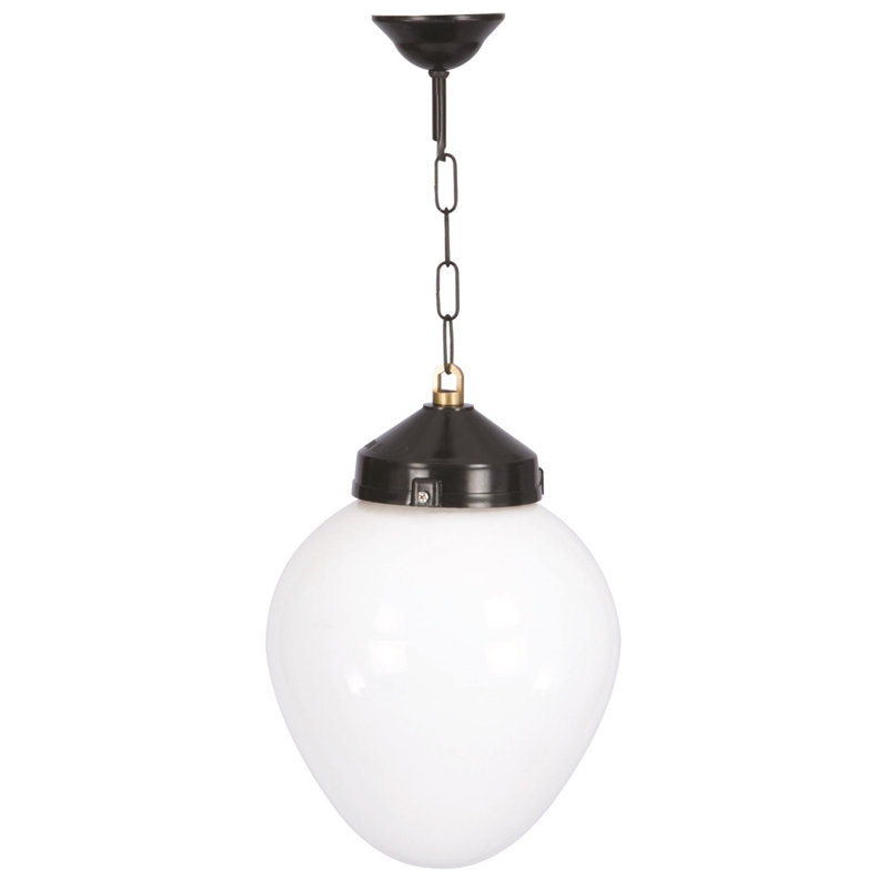 Lustre d'extérieur, noir et blanc, 19,7 po x 9,8 po | Corps en ABS durable, capuchon en acrylique, douille E27, 40 W maximum | Indice de protection IP65, idéal pour les décorations traditionnelles et industrielles, design nostalgique pour les patios et les jardins