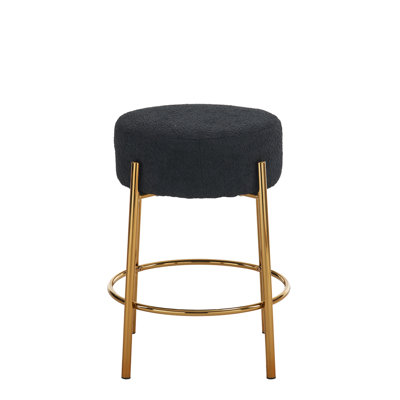 Round Bar Stool, Set of 2 - Contemporary Upholstered Dining Stools for Kitchens, Cafes and Bars - Includes Sturdy Support Legs