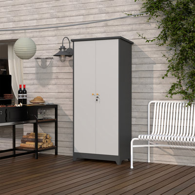 Armoire de rangement d'extérieur imperméable, armoire de rangement avec tablettes, armoire de rangement de jardin verticale et armoire de rangement d'extérieur résistante aux intempéries pour l'extérieur