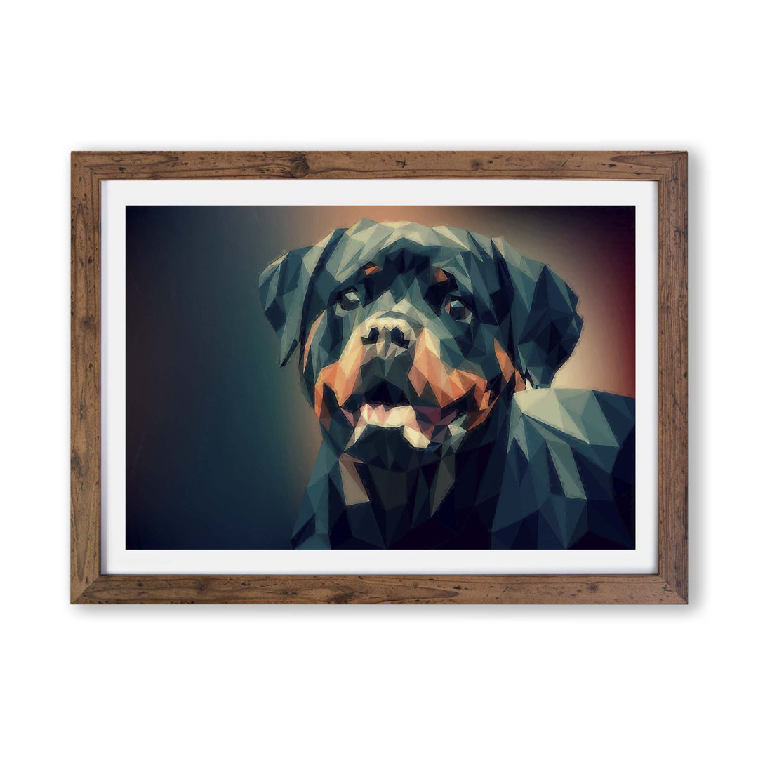 Geometric Rottweiler Dog - Wall Art