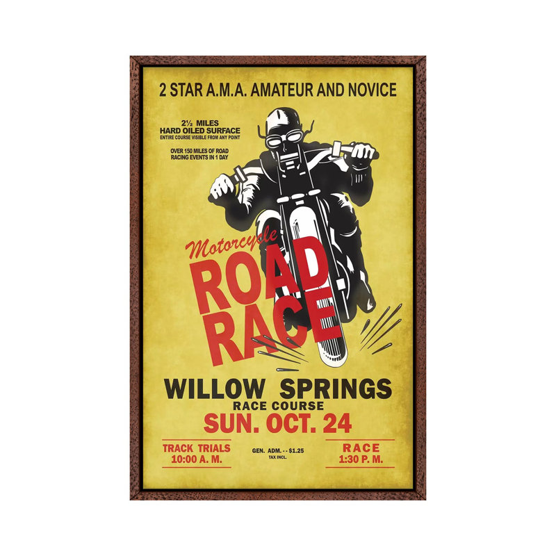 Willow Springs Road Race by Mark Rogan - Floater Frame Gallery-Wrapped Canvas Giclée on Canvas, Classic Wood