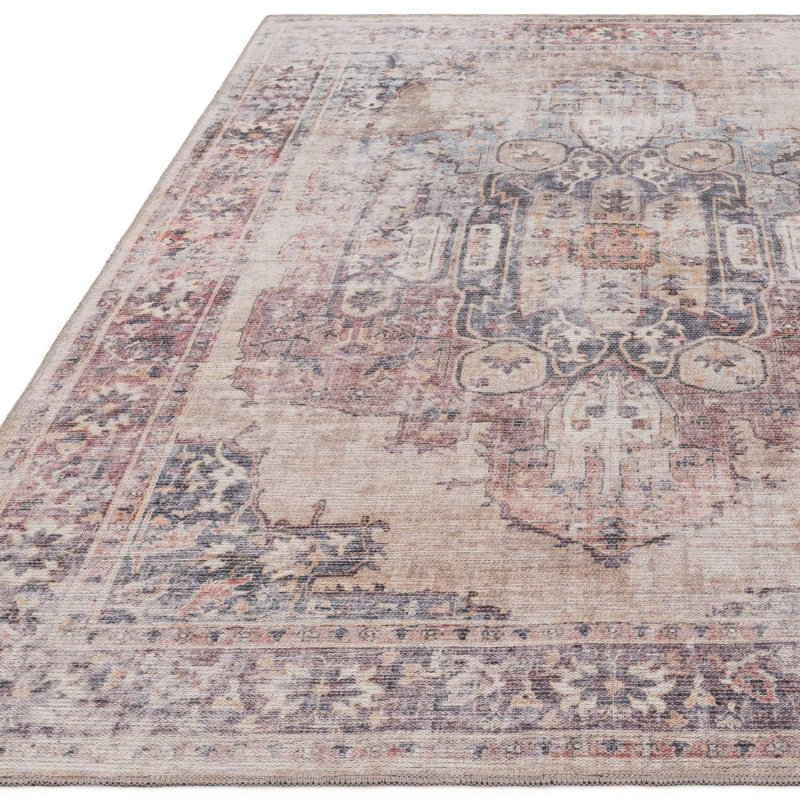 Lila Traditional Abstract Bordered Floral Persian Rug For Living Room And Bedroom, Rectangle 120 x 170cm