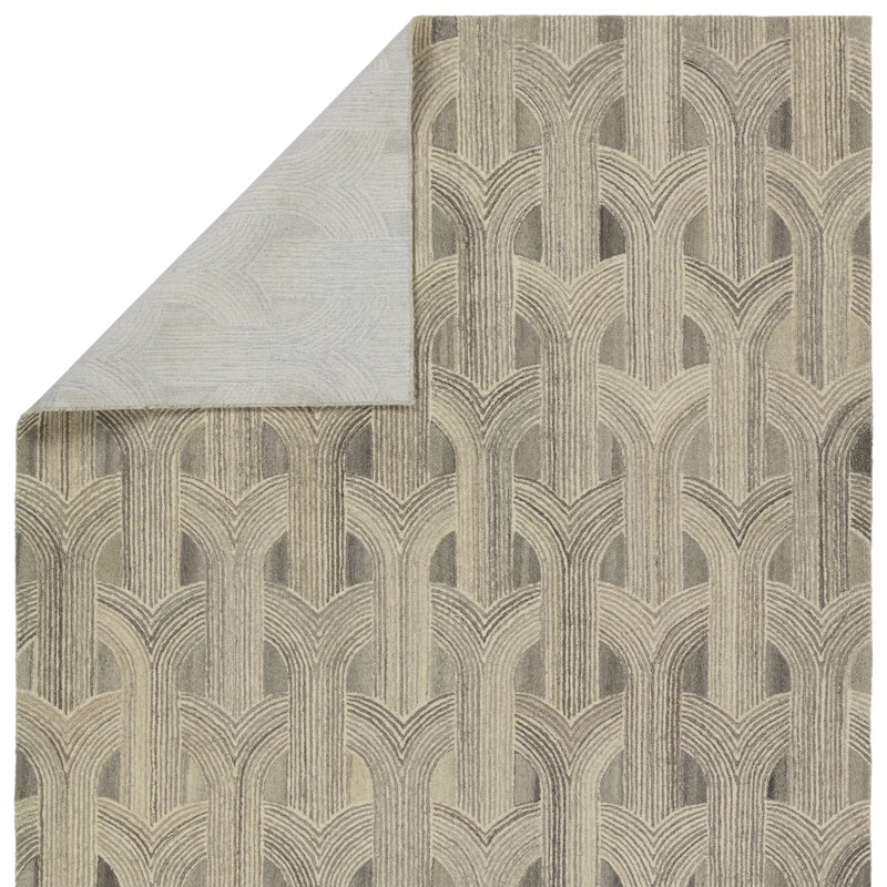 Verde Home By Jaipur Living Manhattan PVH15 Handmade Geometric Taupe and Cream Area Rug (9'x12'), Rectangle 10' x 14'