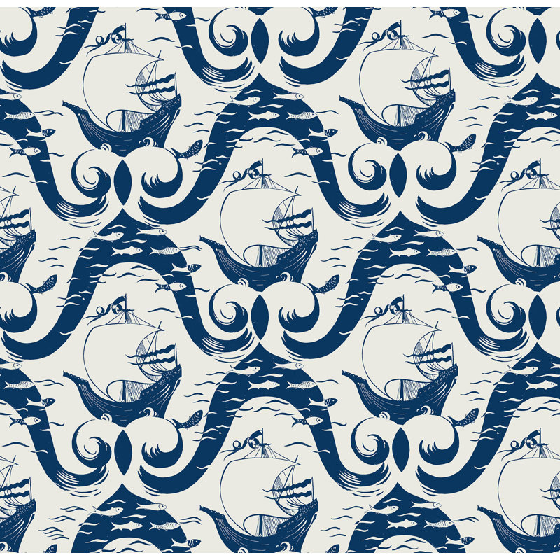 Paule Marrot Geometric Wallpaper Double Roll, Navy
