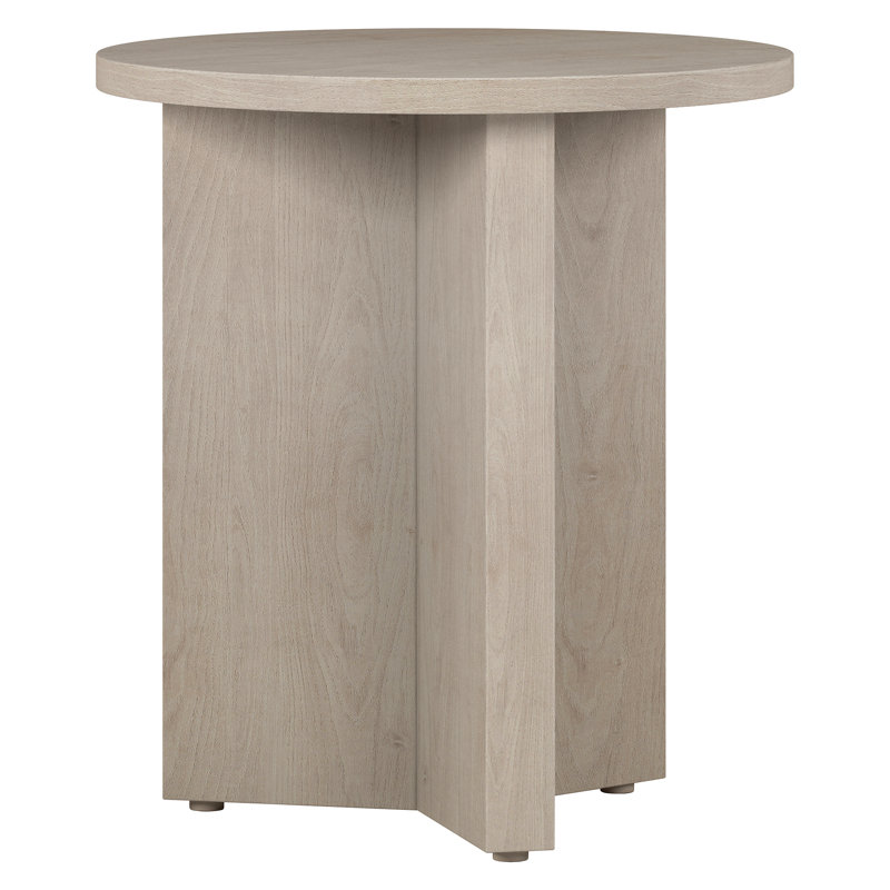 Anders 20" Wide Round Side Table in Alder White, Alder White