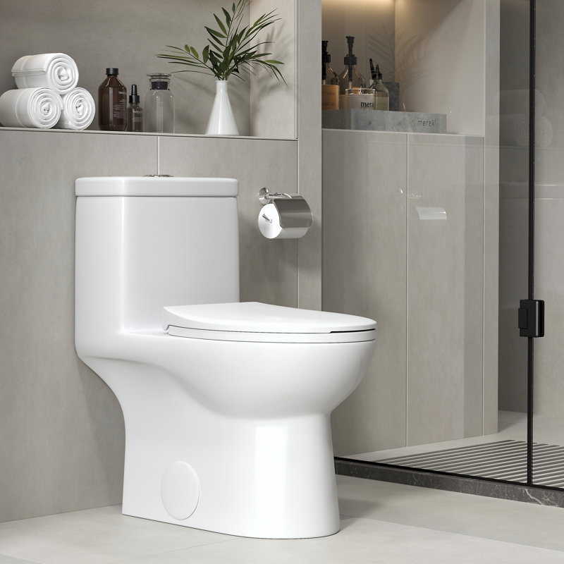 Poseidon 1.28 GPF Elongated Comfort Height Floor Mounted One-Piece Toilet