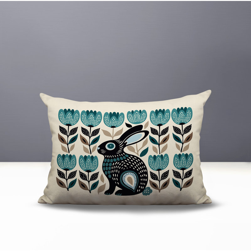 Coussin lombaire réversible intérieur / extérieur Zuko Rabbit, Rectangle H 18 po x l 25 po, Émeraude