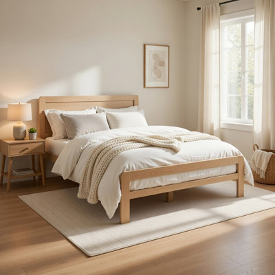 Lit plateforme double Cary, brun naturel de style scandinave original