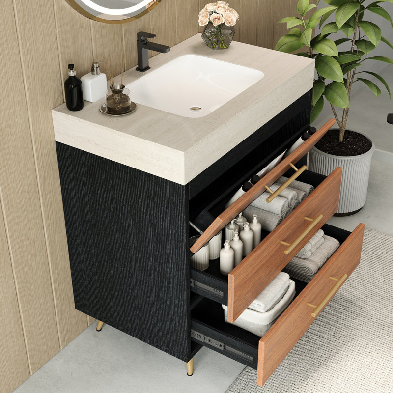 Meuble-lavabo Minimalist, Brown/Black, Beige