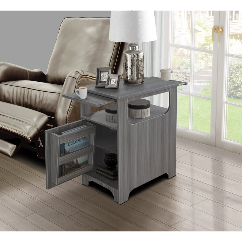Lidya Top End Table with Storage, Gray
