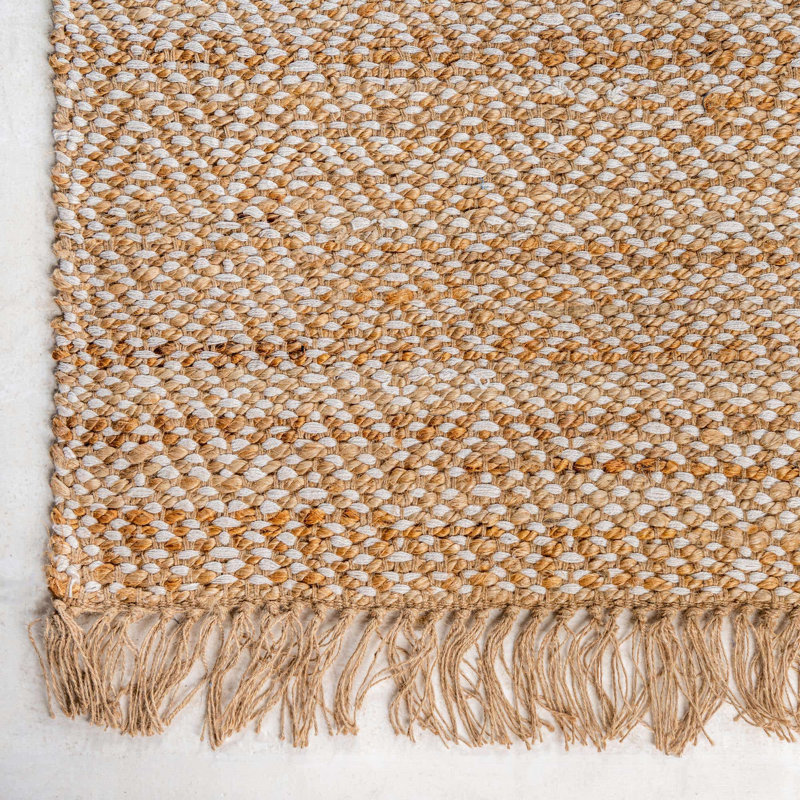 Tapis naturel tressé à la main à motif géométrique, Tapis de couloir 2 pi x 5 pi