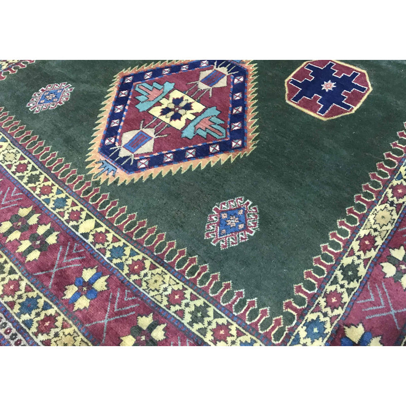 Tapis vert noué à la main de haute qualité