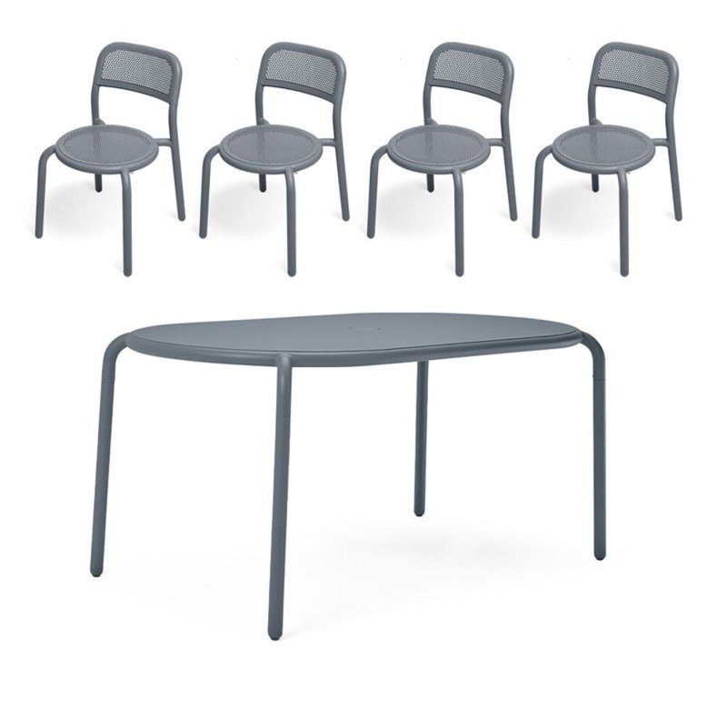 Toni Tablo Outdoor Dining Table Set With Chairs, Anthracite, 4