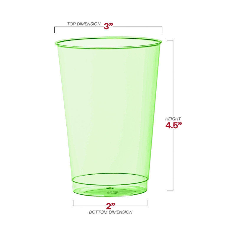 Gobelets de fête jetables en plastique vert transparent (35 cl) - 240 gobelets