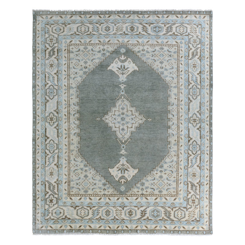 Jaipur Living Farwell Handknotted Medallion Blue Ivory Area Rug, Rectangle 10' x 14'