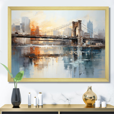 Edrikas Beige Bridge Reflective Connections - Ponts, reproduction d'art sur toile encadrée