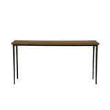 Lemy Sofa Console Table, 62 Inch Rectangular Brown Top, Black Frame