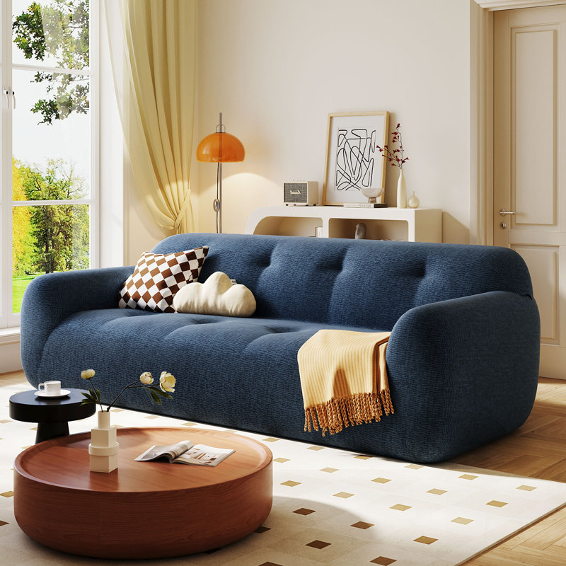 Canapé à 3 places en tissu de chenille Boneless, Marine