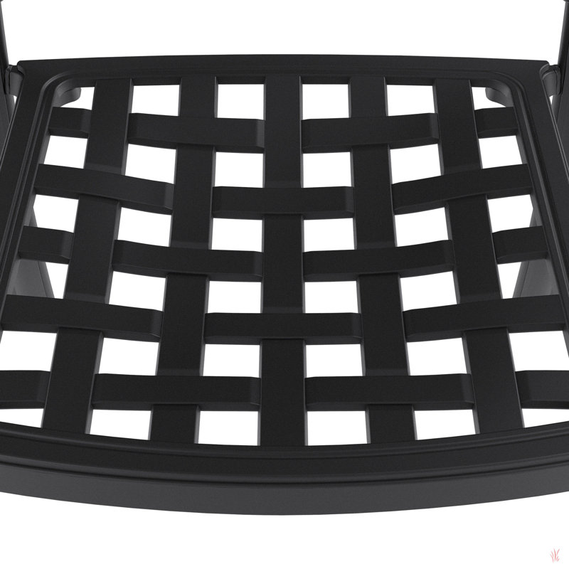 L'ensemble de salle à manger en fonte d'aluminium toutes saisons comprend des chaises pivotantes, des chaises de salle à manger et une table rectangulaire avec cadre noir