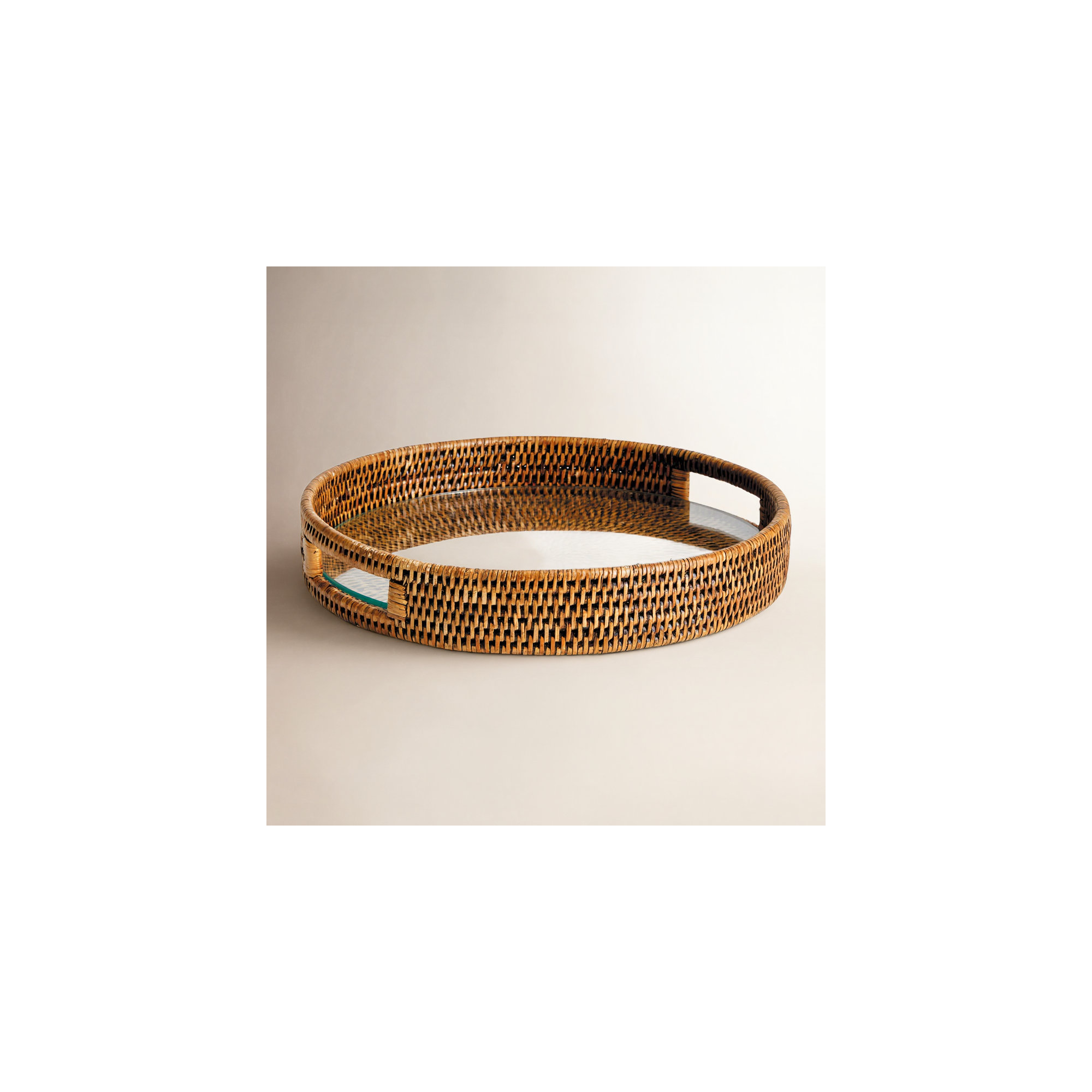 Mariska Round Glass Tray, Brown