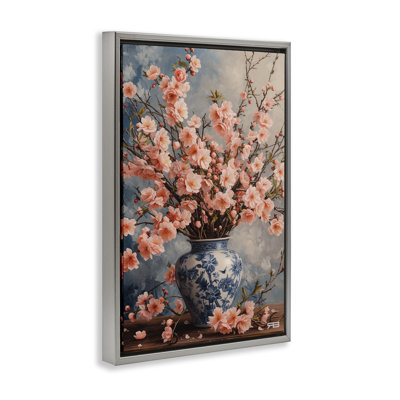 Toile flottante encadrée détaillée "Cherry Blossom" par Roozbeh Bahramali