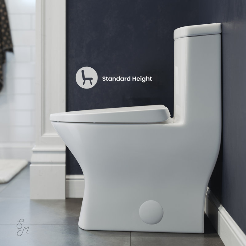 Sublime II One-Piece 12" Rough-in 1.1/1.6 GPF Dual Top Flush Round Compact Toilet in Glossy White, White, Top