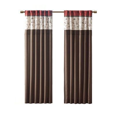 Elegant Embroidered Curtain Panel With Floral Design And Light-Filtering Lining For Enhanced Privacy And Aesthetics