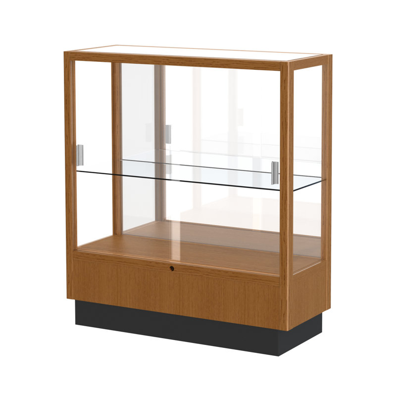 Heritage Honey Maple and Clear Glass Display Case with Adjustable Shelves