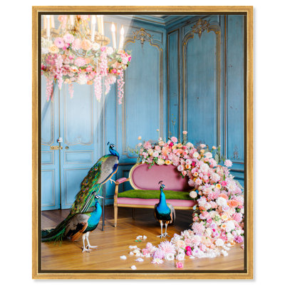 Décoration murale de chambre à coucher "Peacock Room II" par Notoriart, cadre doré, 20 x 24