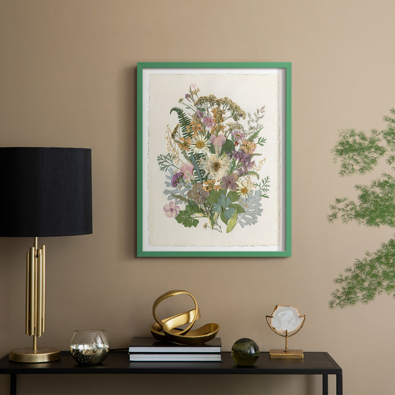 Organic Bouquet II, reproduction encadrée - bois massif, H 21 po x l 17 po, Vert