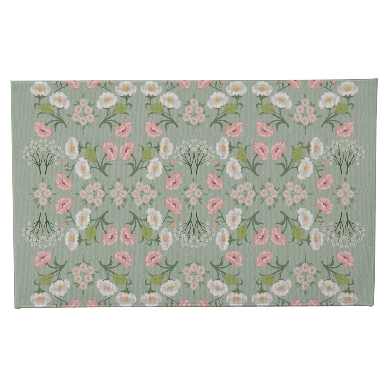 May flowers Non-Skid Bath Mat, Sage, 34" L x 21" W