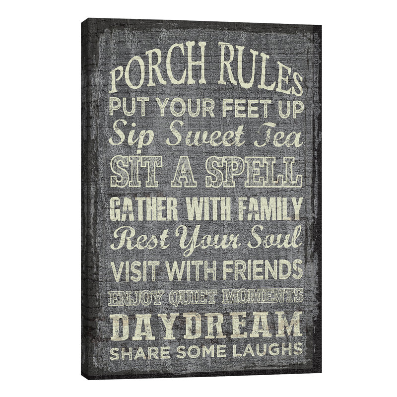 Porch Rules by Erin Clark - Wrapped Canvas Print, 20.32 cm H x 30.48 cm W
