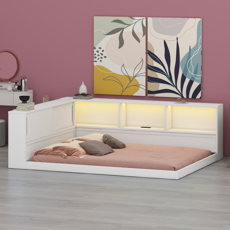 Lit de jour convertible avec compartiments de rangement latéraux, station de charge USB et décorations lumineuses à DEL - Mobilier de chambre polyvalent